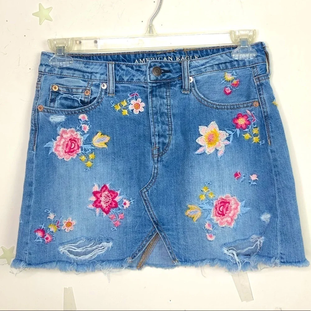 AMERICAN eagle button fly denim bo hi mini skirt